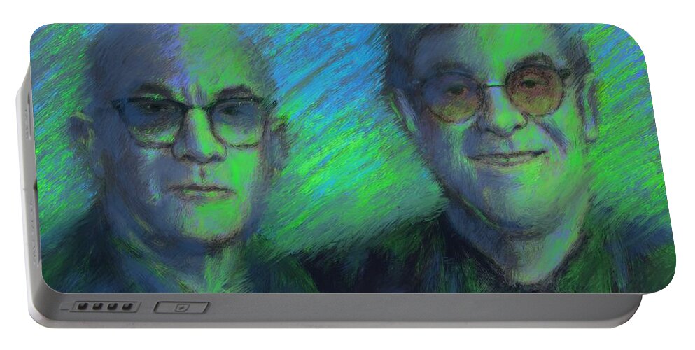 Elton John Portable Battery Charger featuring the digital art Ive Forgotten If Theyre Green Or Theyre Blue by Larry Whitler