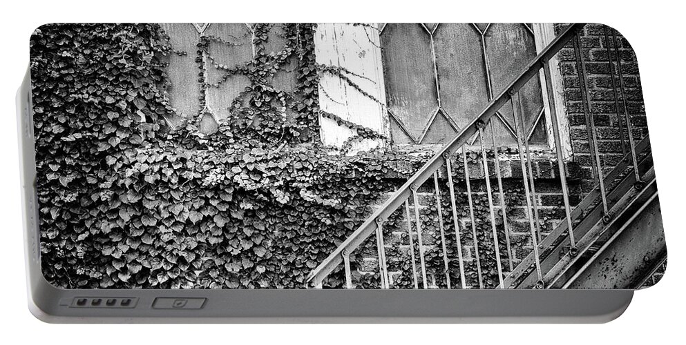  Portable Battery Charger featuring the photograph Ivy, Window And Stairs by Steve Stanger