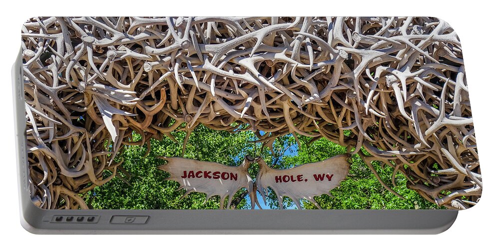 Downtown Jackson Hole Antlers Portable Battery Charger featuring the photograph Jackson Hole Antlers by Dan Sproul