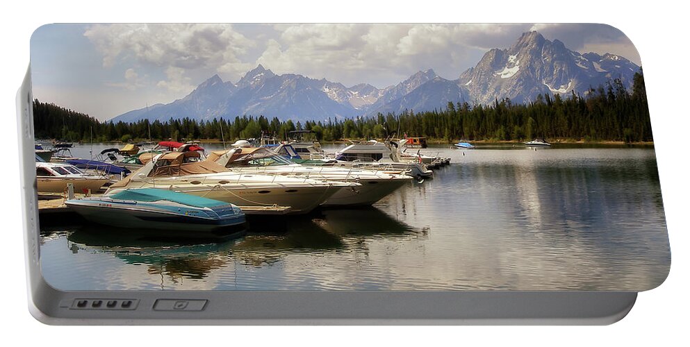 Grand Teton Portable Battery Charger featuring the photograph Jackson Lake by Susan Rissi Tregoning