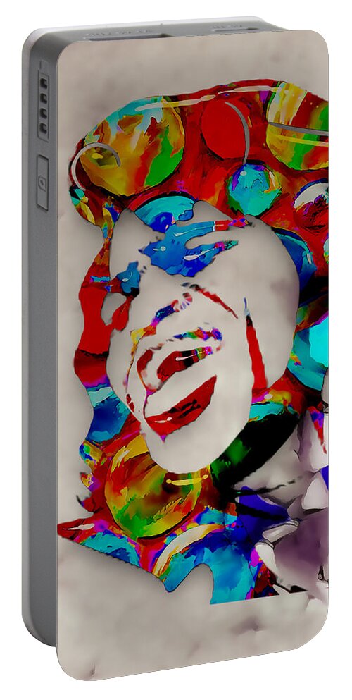 James Brown Portable Battery Charger featuring the mixed media James Brown Living In America by Marvin Blaine