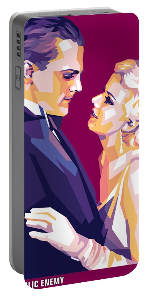 James Portable Battery Charger featuring the digital art James Cagney and Jean Harlow by Stars on Art