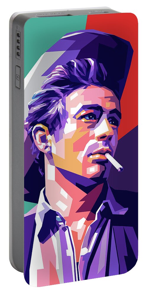 James Dean Portable Battery Charger featuring the mixed media James Dean - ''Giant'' 1956 by Movie World Posters