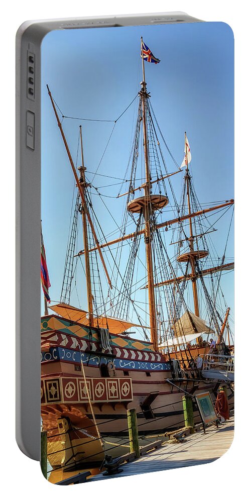 Jamestown Portable Battery Charger featuring the photograph Jamestown Settlement Ship - Susan Constant by Susan Rissi Tregoning