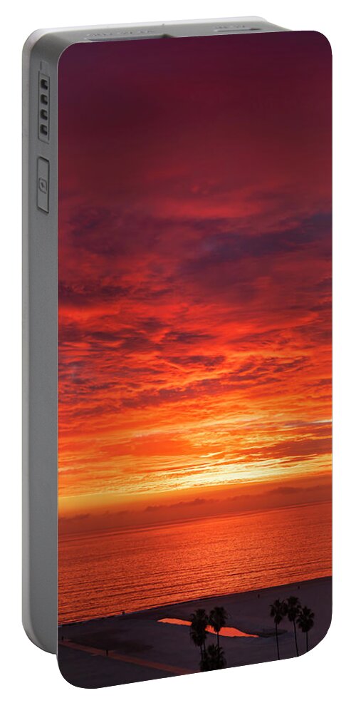Sunset Portable Battery Charger featuring the photograph January Sunset - Vertirama 2 by Gene Parks