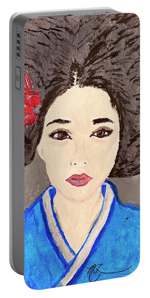 Asian Woman Portable Battery Charger featuring the painting Japanese Empress by Melody Fowler