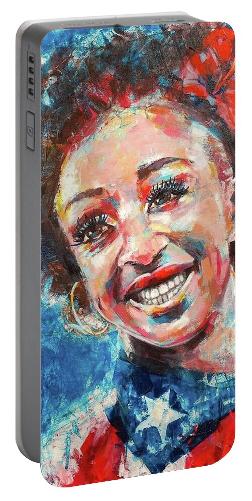  Portable Battery Charger featuring the painting Jasmine Camacho-Quinn by Luzdy Rivera