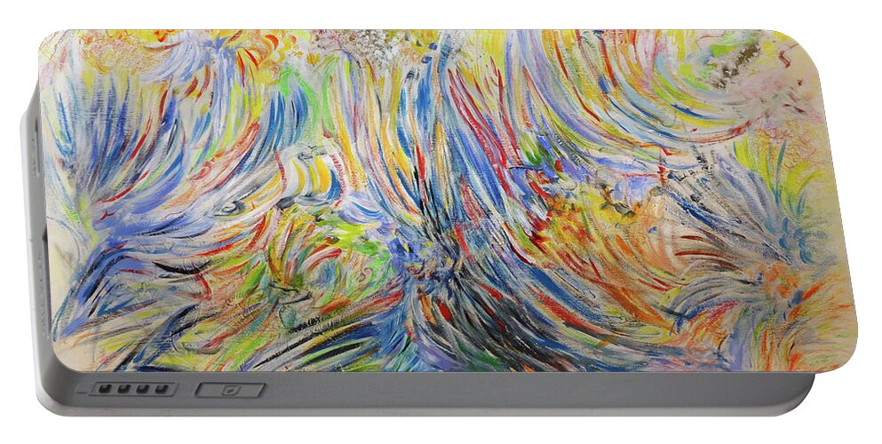 Acrylic Structure Paints Portable Battery Charger featuring the mixed media Jazz and Survival by Rosanne Licciardi