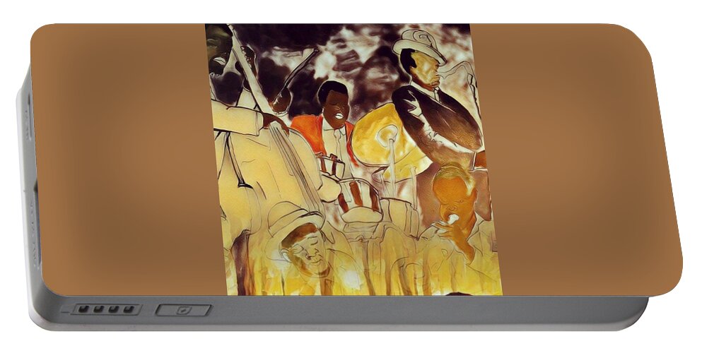  Portable Battery Charger featuring the painting Jazz by Angie ONeal