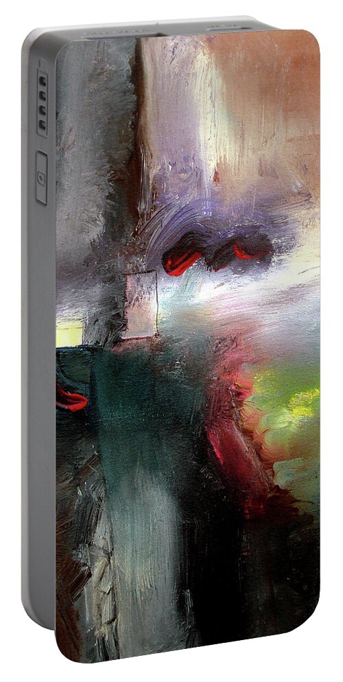 Abstract Portable Battery Charger featuring the painting Jazz Flight by Jim Stallings