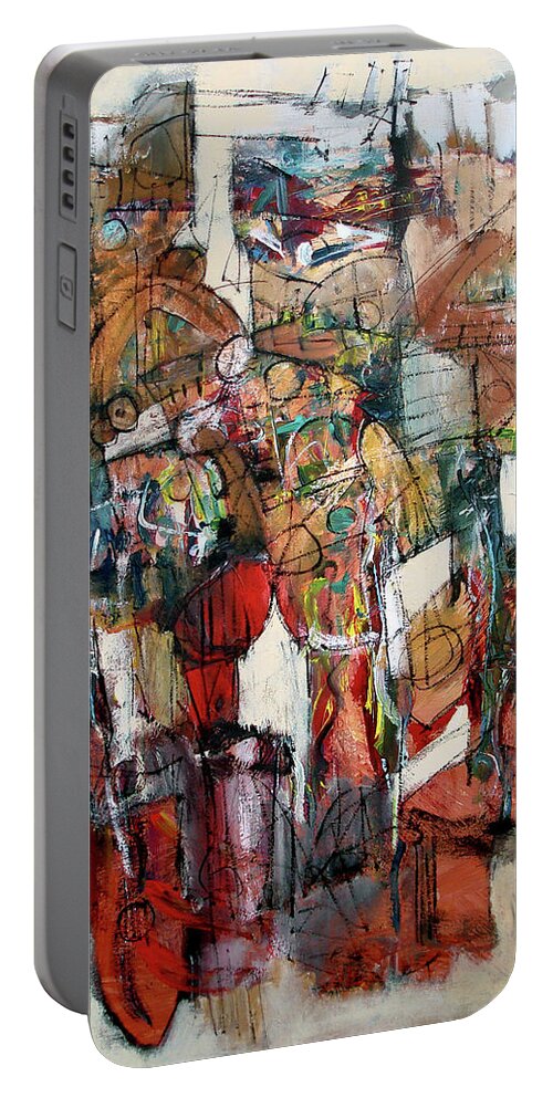 Music Portable Battery Charger featuring the painting Jazz Heat by Jim Stallings