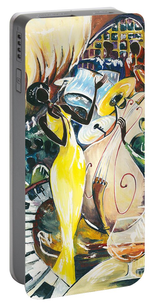 Acrylic Portable Battery Charger featuring the painting Jazz No.2 by Elisabeta Hermann