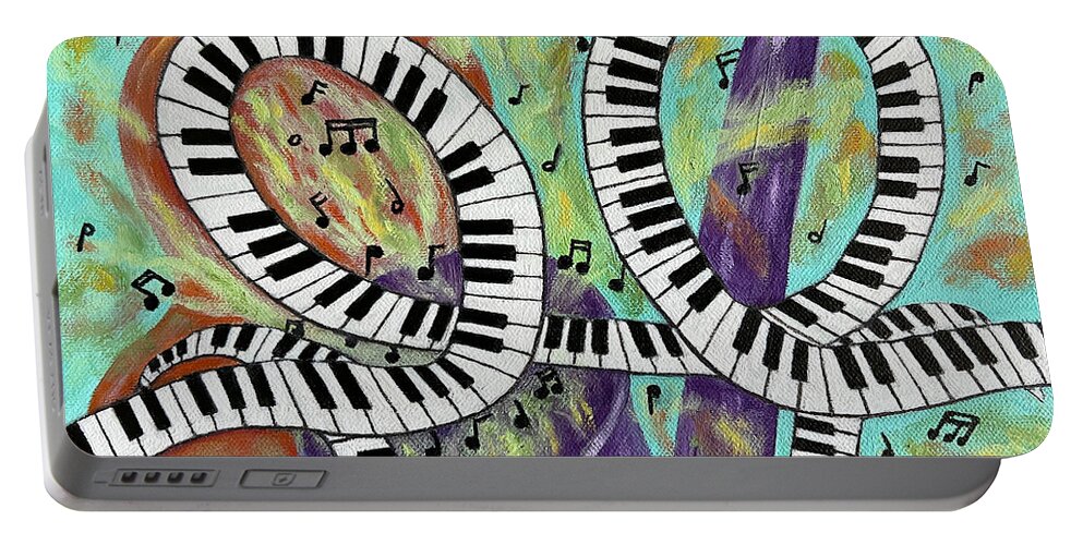 Music Portable Battery Charger featuring the painting Jazz Trio by Karen Zuk Rosenblatt