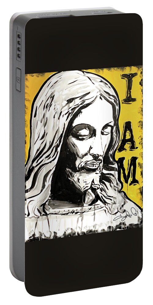 Jesus Portable Battery Charger featuring the painting Jc I Am by Sergio Gutierrez