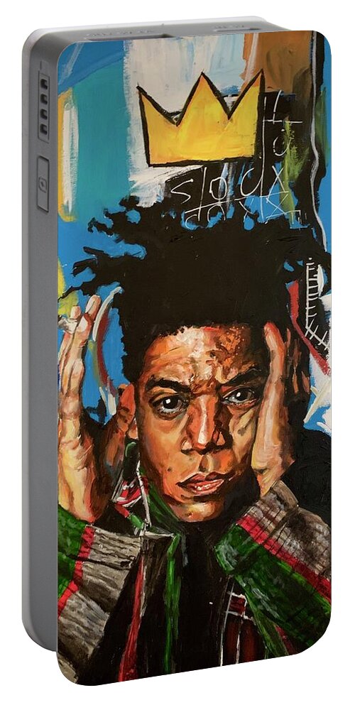 Jean-michel Basquiat Portable Battery Charger featuring the painting Jean-Michel Basquiat by Joel Tesch