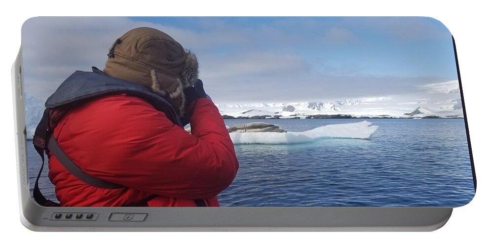 Jeff Portable Battery Charger featuring the photograph Jeff at JSJ Photography in Antarctica with Seals by Jeff at JSJ Photography