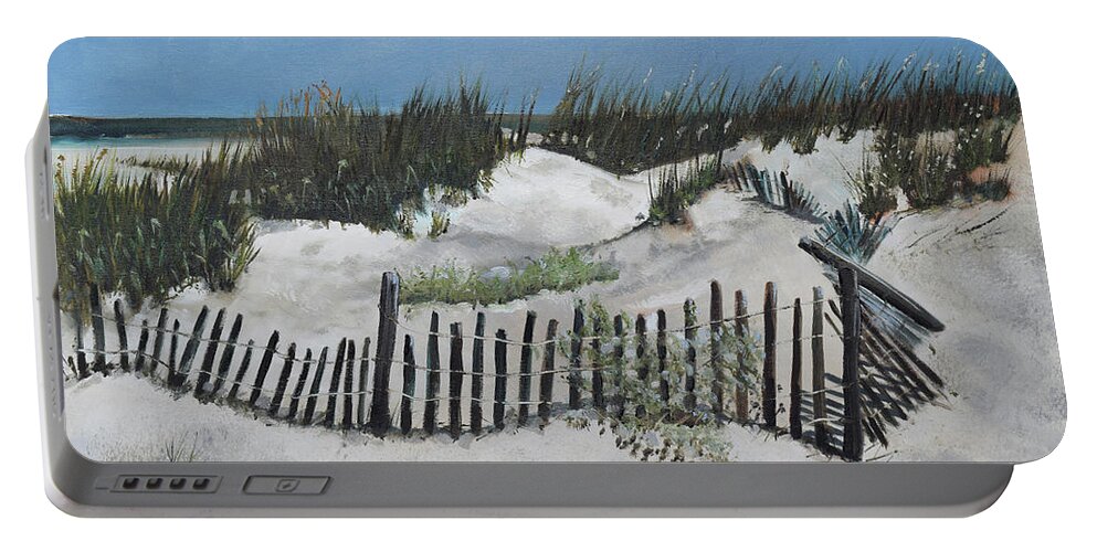  Portable Battery Charger featuring the painting Jeklyll Island Great Sand Dunes by Jan Dappen