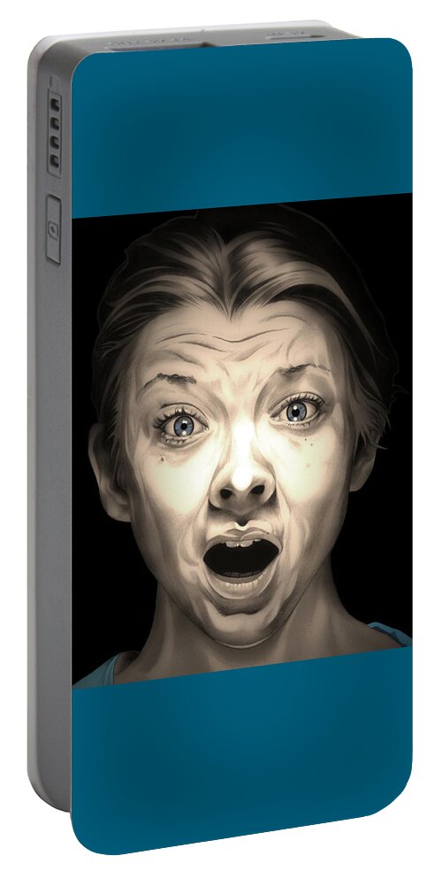 Natalie Dormer Portable Battery Charger featuring the drawing Jess Price - Natalie Dormer - The Forest by Fred Larucci