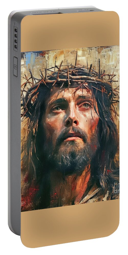 Jesus Christ Portable Battery Charger featuring the painting Jesus by Tina LeCour