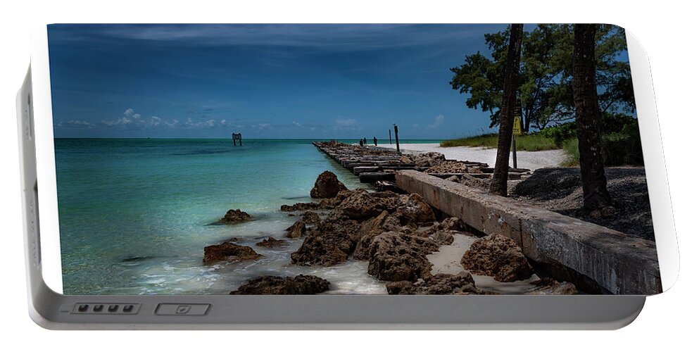 Anna Maria Island Portable Battery Charger featuring the photograph Jetty at Coquina Beach by ARTtography by David Bruce Kawchak