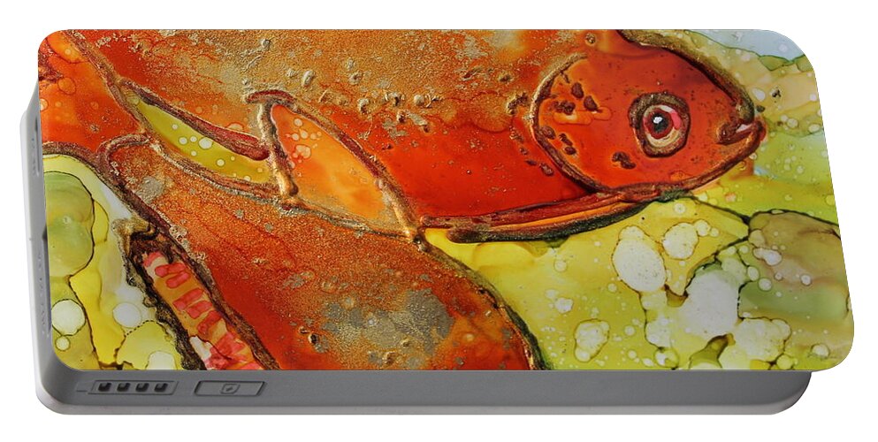 Fish Portable Battery Charger featuring the painting Jewel Tetras by Ruth Kamenev