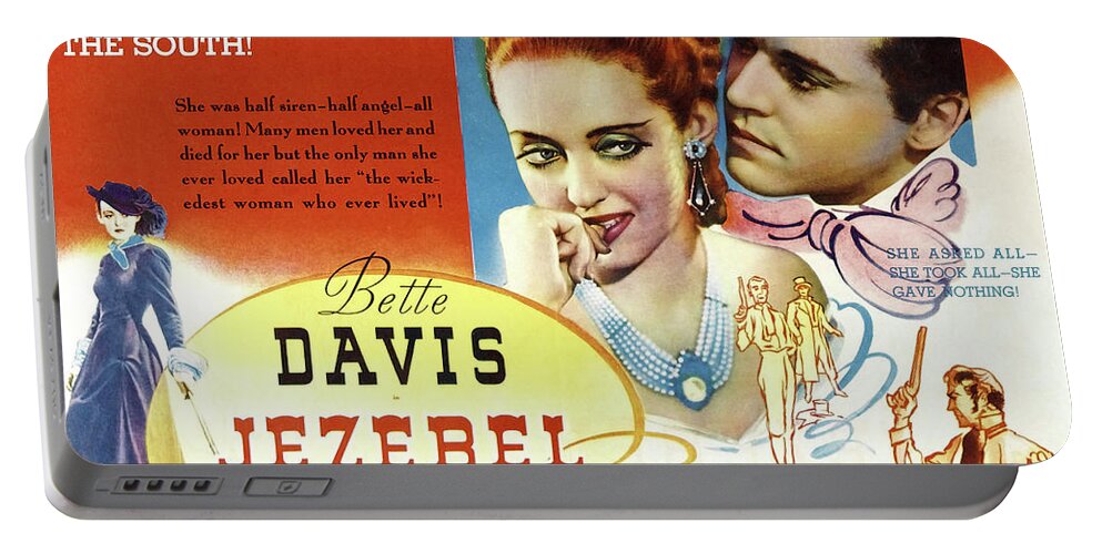 Bette Portable Battery Charger featuring the mixed media ''Jezebel'' with Bette Davis and Henry Fonda, 1938 by Stars on Art