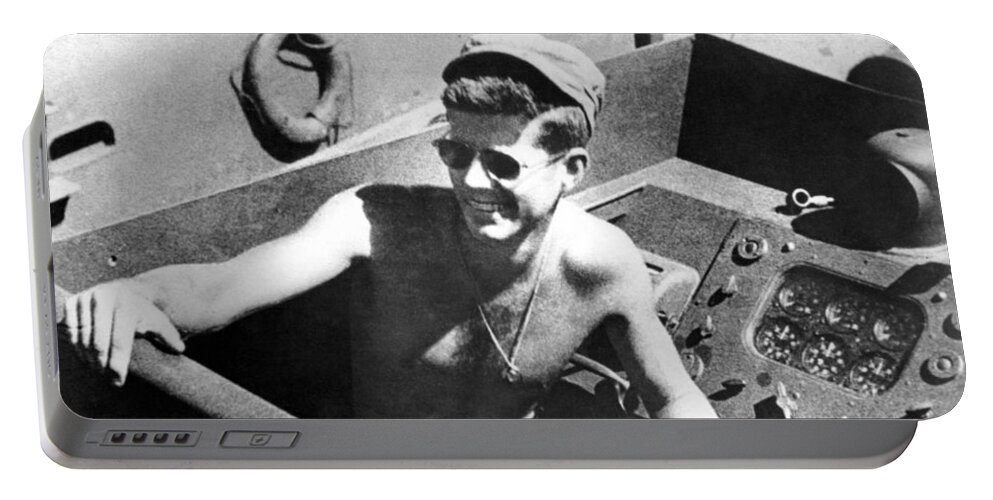 Jfk Portable Battery Charger featuring the photograph JFK Serving On PT-109 - World War Two - 1943 by War Is Hell Store