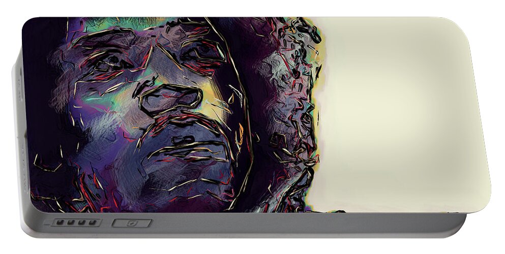 Jimi Hendrix Portable Battery Charger featuring the digital art Jimi Hendrix by David Lane