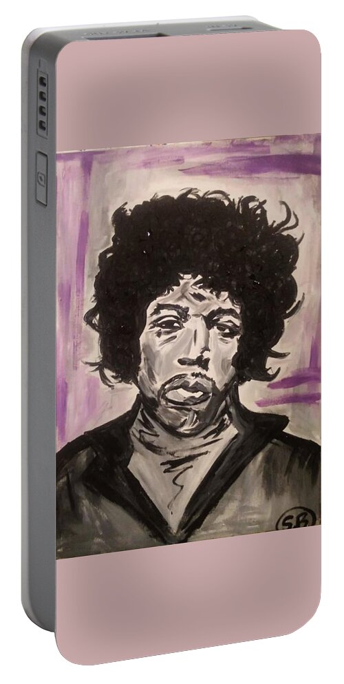 He Is A Legend Portable Battery Charger featuring the painting Jimi Hendrix by Shemika Bussey