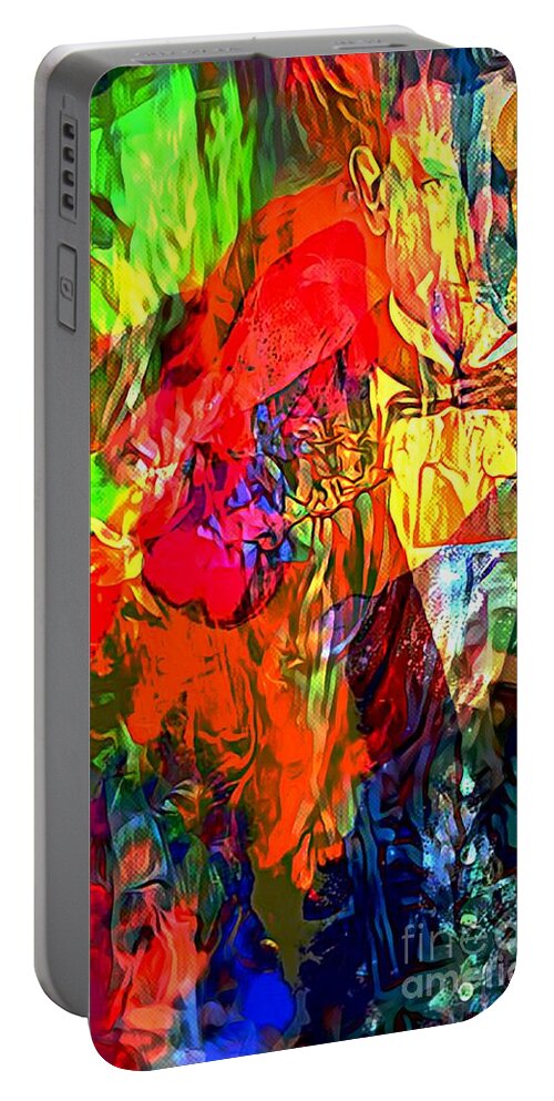  Portable Battery Charger featuring the mixed media John Brown by Fania Simon