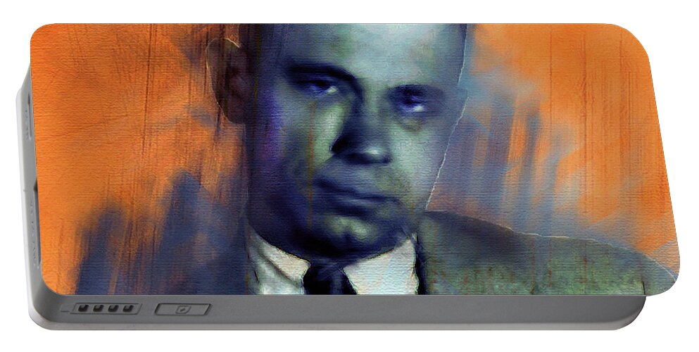 John Herbert Dillinger Portable Battery Charger featuring the mixed media John Herbert Dillinger by Pheasant Run Gallery
