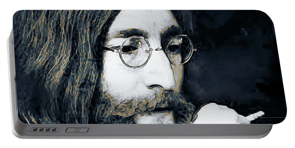Jon Lennon Portable Battery Charger featuring the digital art John Lennon by David Lane