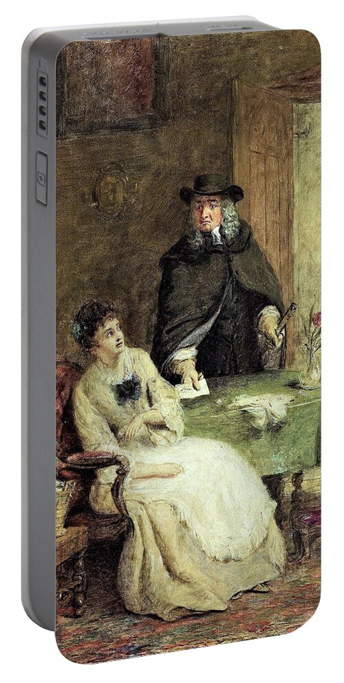 William Powell Frith Portable Battery Charger featuring the painting Jonathan Swift and Vanessa - Digital Remastered Edition by William Powell Frith