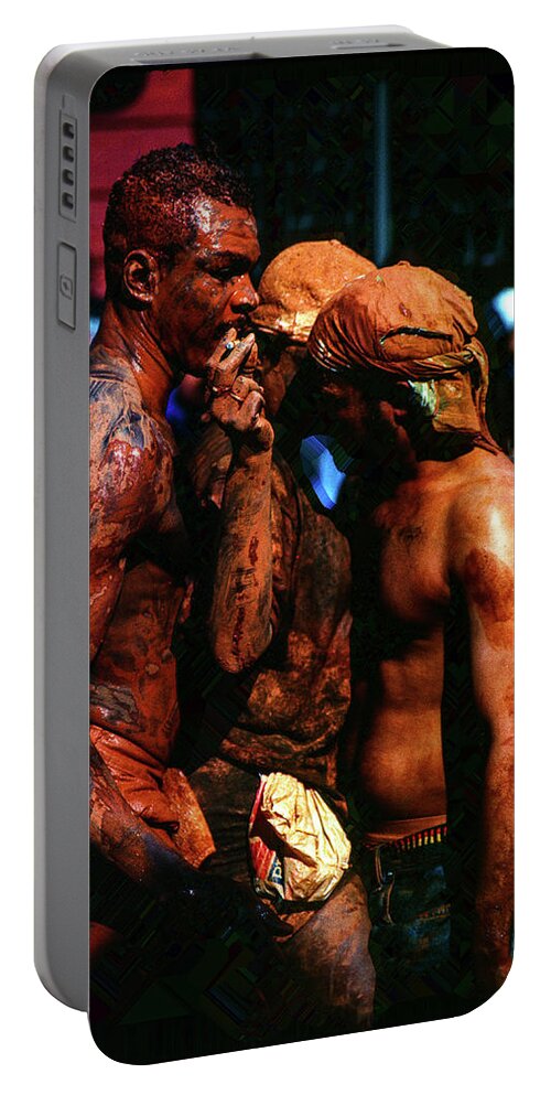 Trinidad Portable Battery Charger featuring the photograph In The Middle Of Something - J'ouvert Morning, Carnival, Trinidad and Tobago by Earth And Spirit