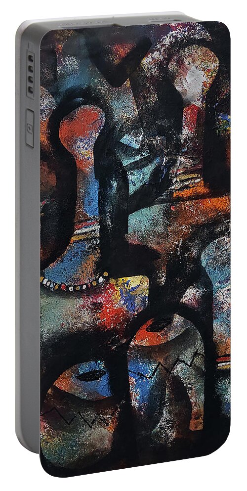 African Art Portable Battery Charger featuring the painting Joy Of Man by Peter Sibeko 1940-2013