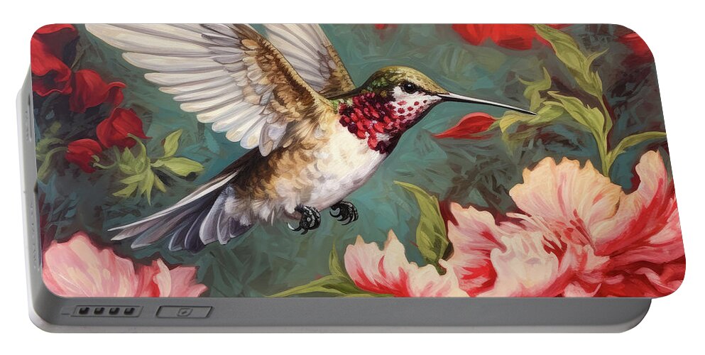 Hummingbird Portable Battery Charger featuring the painting Joyous Juvenile by Tina LeCour
