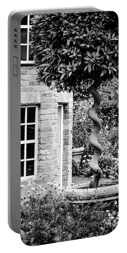 Tree Portable Battery Charger featuring the photograph Jubilee Garden bw Vertical Antrim by Eddie Barron