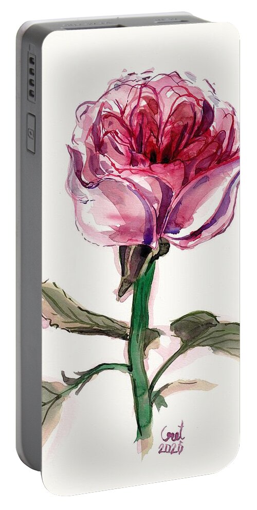 Flower Portable Battery Charger featuring the painting Juliet Rose by George Cret