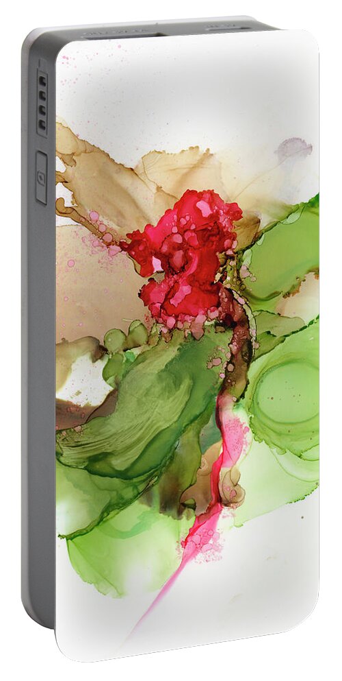 Green Portable Battery Charger featuring the painting July by Christy Sawyer