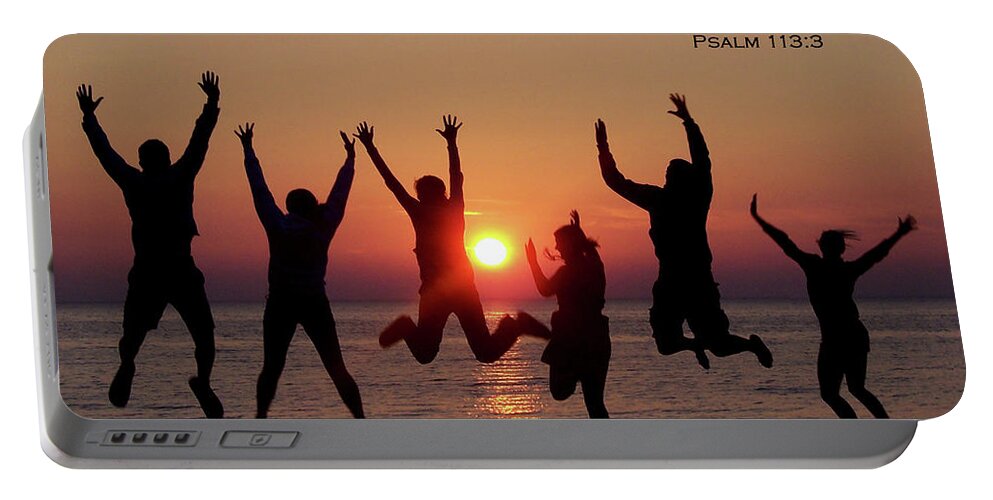 Psalm 113 Portable Battery Charger featuring the photograph Jumping for Joy - Psalm 113 by David T Wilkinson