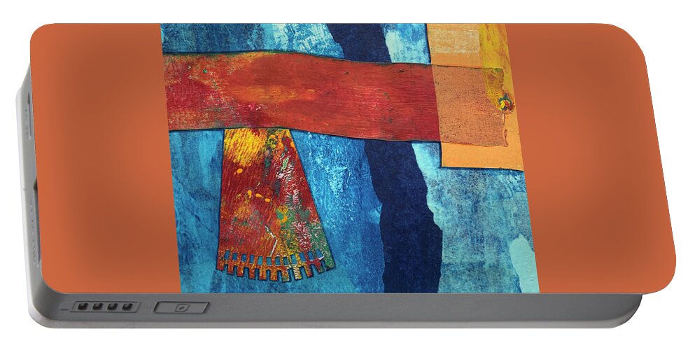 Abstract Portable Battery Charger featuring the mixed media June 21 Abstract by Lorena Cassady