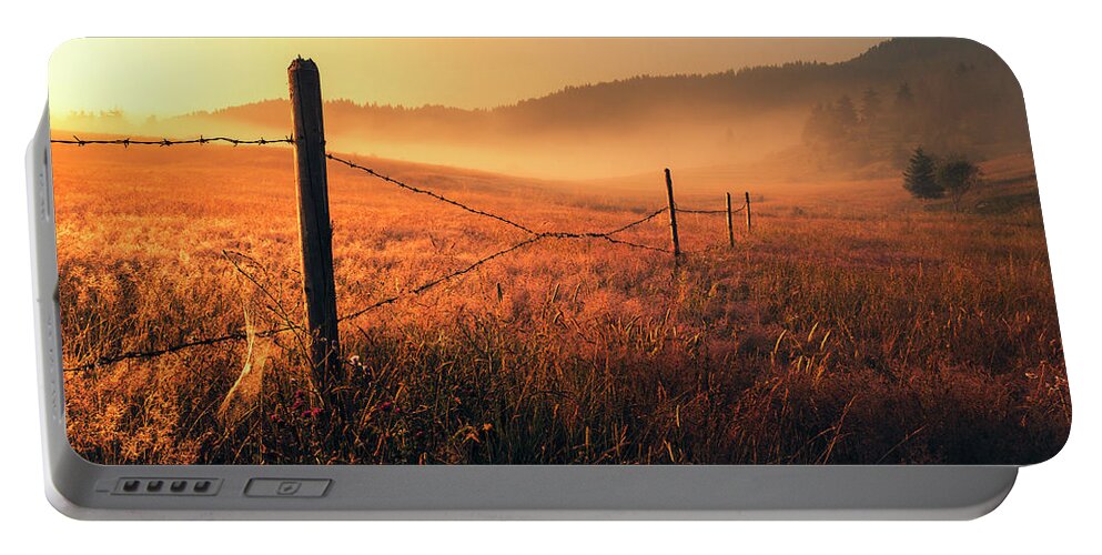 Fog Portable Battery Charger featuring the photograph June Morning by Evgeni Dinev