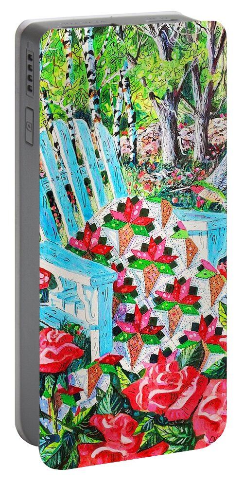Roses Portable Battery Charger featuring the painting June Roses by Diane Phalen