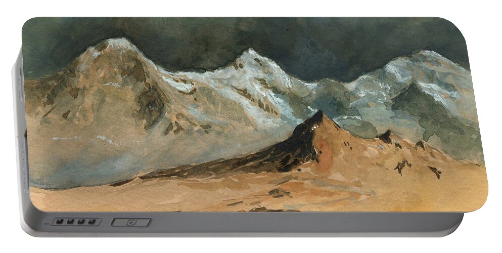 Jungfrau Portable Battery Charger featuring the painting Jungfrau montains by Juan Bosco