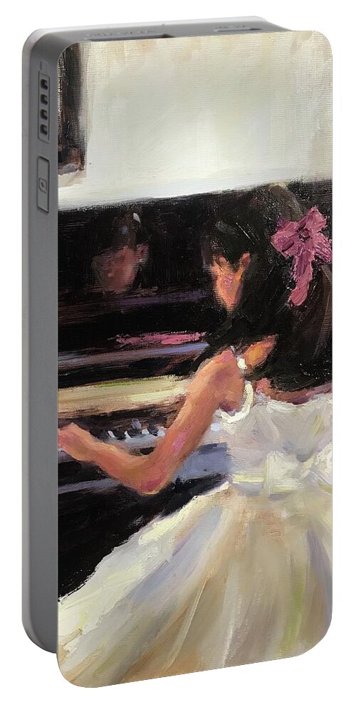Junior Pianist Portable Battery Charger featuring the painting Junior Pianist by Ashlee Trcka