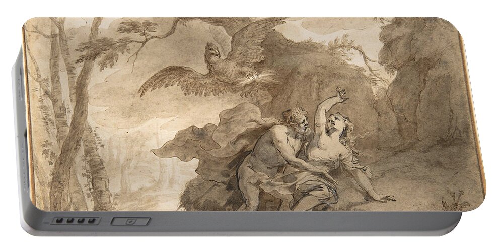 Godfried Maes Portable Battery Charger featuring the drawing Jupiter and Io by Godfried Maes
