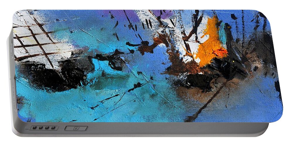 Abstract Portable Battery Charger featuring the painting Just out of the cage by Pol Ledent