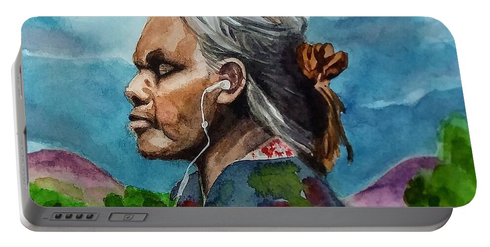 Aboriginal Woman Portable Battery Charger featuring the painting Juxtaposition by Vicki B Littell
