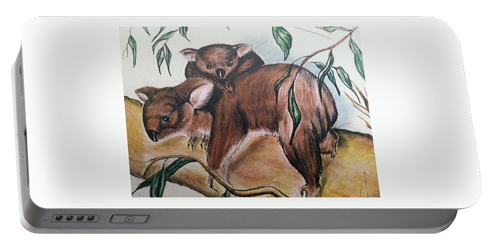  Portable Battery Charger featuring the mixed media K Bears by Angie ONeal