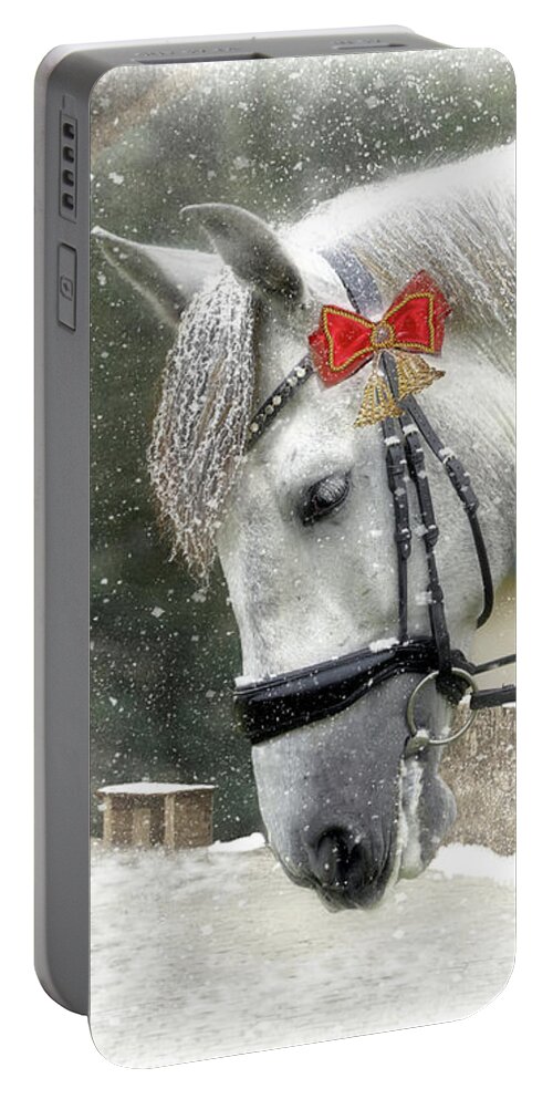 White Horse Portable Battery Charger featuring the mixed media Kaiser Christmas by Fran J Scott